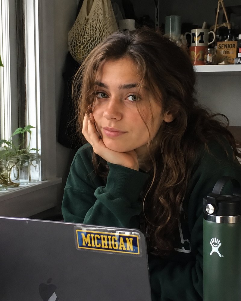 Megan Platt at her desk at the University of Michigan